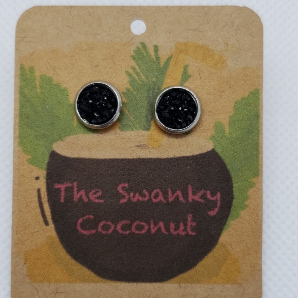 Black/Silver Druzy Earrings